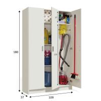 Meimon MULTIUSOS Armario escobero 3 puertas con 4 estantes regulables en altura, fabricado en tablero melaminizado con cantos melamínicos, trasera MDF, bisagras y soportes metálicos, tiradores ABS gris aluminio, tacos ABS antirruido - details 3
