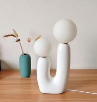 Lámpara De Mesa Creativa Con Resina De Arte Doble Final En Blanco Rosa Verde Para Decoración De Sala De Estar Y Dormitorio Fuente De Luz LED Incluida Fuente De Alimentación AC - details 11