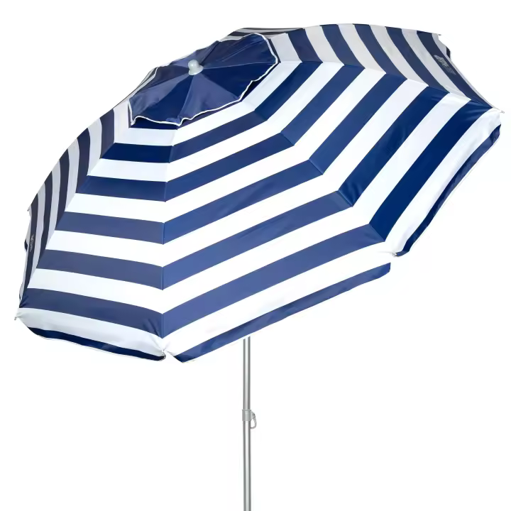 Aktive - Sombrilla de playa marinera antiviento, protección UV50 con revestimiento plateado, mástil de metal 28/32 mm, sistema de inclinación, 8 varillas de fibra de vidrio, ventilación Max+Air y funda de transporte, ideal para playa y piscina - 1