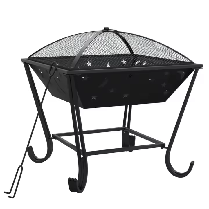 vidaXL Brasero con atizador acero XXL 50 cm - 1