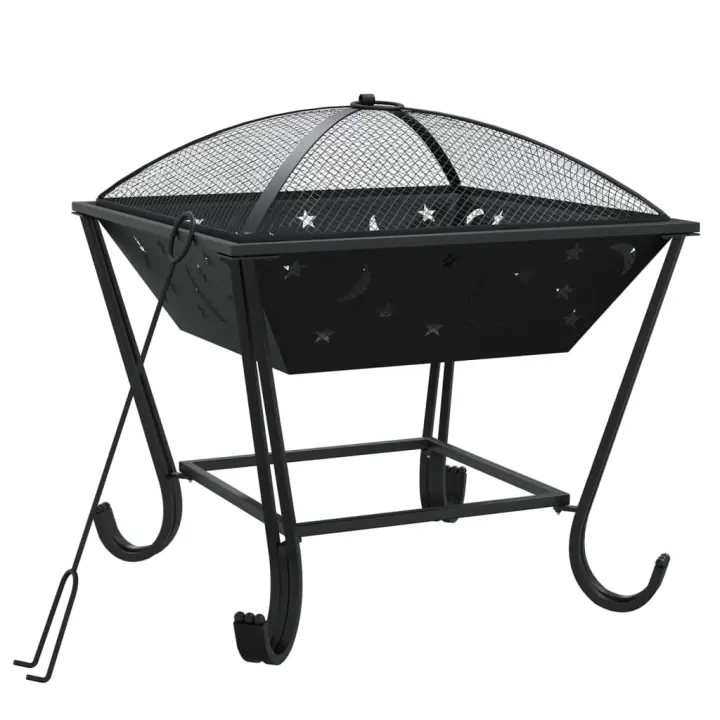 vidaXL Brasero con atizador acero XXL 50 cm - 1