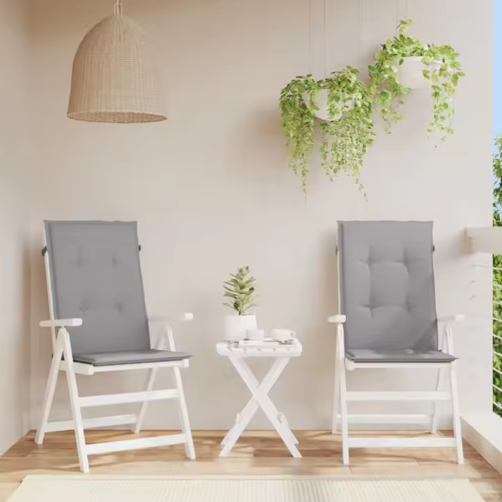 Silla de Jardín respaldo alto 2 UDS lienzo gris 120x50x3 cm - 1