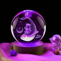 Lámpara De Mesa 3D Carved Cristal Ball Ballena Para La Noche Regalo De Aniversario Para Mujer Regalo De San Valentín Para El Dormitorio Y Sala - details 4