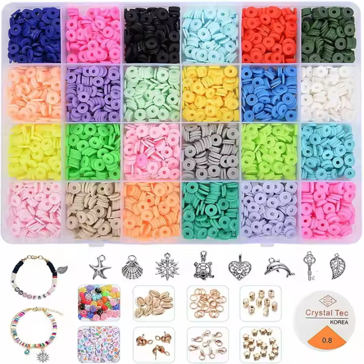 Kit de más de 4000 cuentas planas, 24 cuentas planas con letras de colores hechas a mano - 1