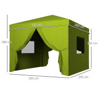 Outsunny Carpa Plegable 3x3 m Cenador de Jardín con 4 Paredes Laterales 2 Ventanas de Malla Altura Ajustable Bolsa de Transporte Impermeable y Anti-UV para Camping Fiestas - details 2