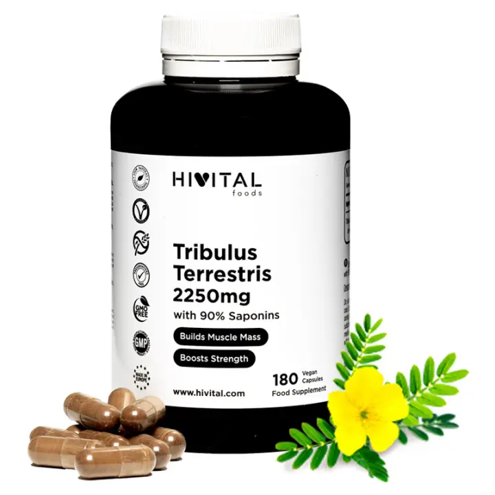 Tribulus Terrestris 2250 mg. 180 cápsulas veganas para 2 meses de tratamiento. Hivital - 1