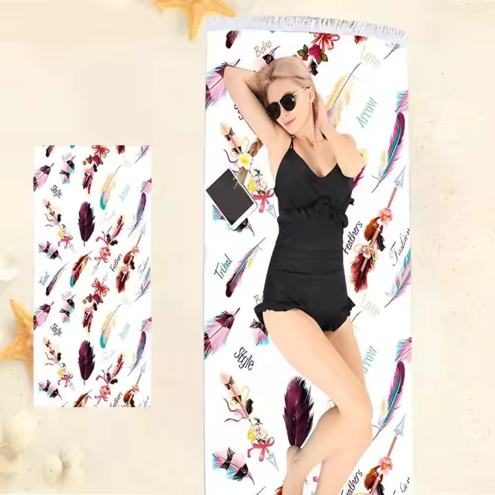 PLUSHOME Toalla de Playa Rectangular 90x170cm de Microfibra Alta Calidad - 1