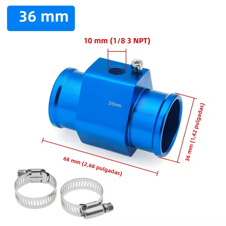 Adaptador De Tubo De Agua Para Medidor De Temperatura HD Universal 34mm-26mm Aluminio Compatible Con Radiador Envío Desde Almacén De Rusia - 1