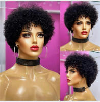 Pelucas Ricas De Enredos Para Mujeres Negras Pre Despeinadas De Máquina Peluca Brasileña De Cabello Humano Virgen Remy Textura Jerry Curl Longitud Corta (4-16 Pulgadas) - details 2