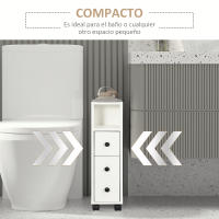 kleankin Armario de Baño Mueble Auxiliar para Baño Espacio Reducido con Ruedas Estantes Abiertos Armario Cajón 18x30x68,5 cm - details 5