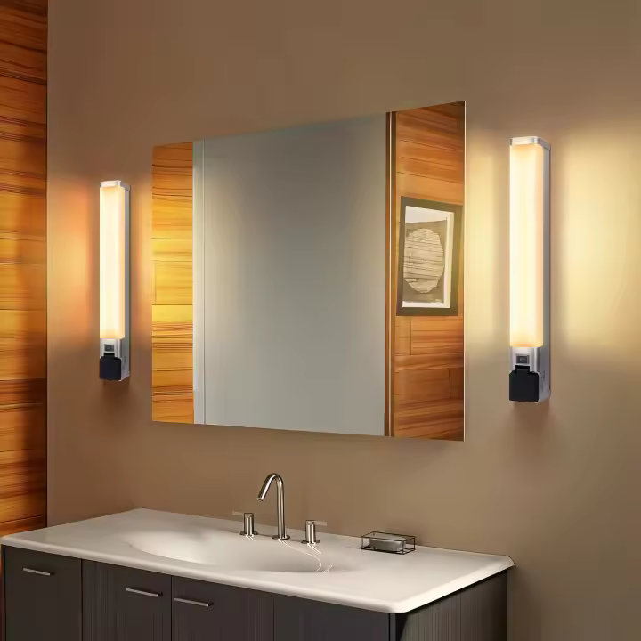 Aigostar Lámpara LED de Espejo con toma de corriente  Lámpara de Baño 4000K Luz natural Lámpara LED de Pared IP44 230V Luz de Espejo de Baño de Blanco Apliques Espejo de Baño - 1