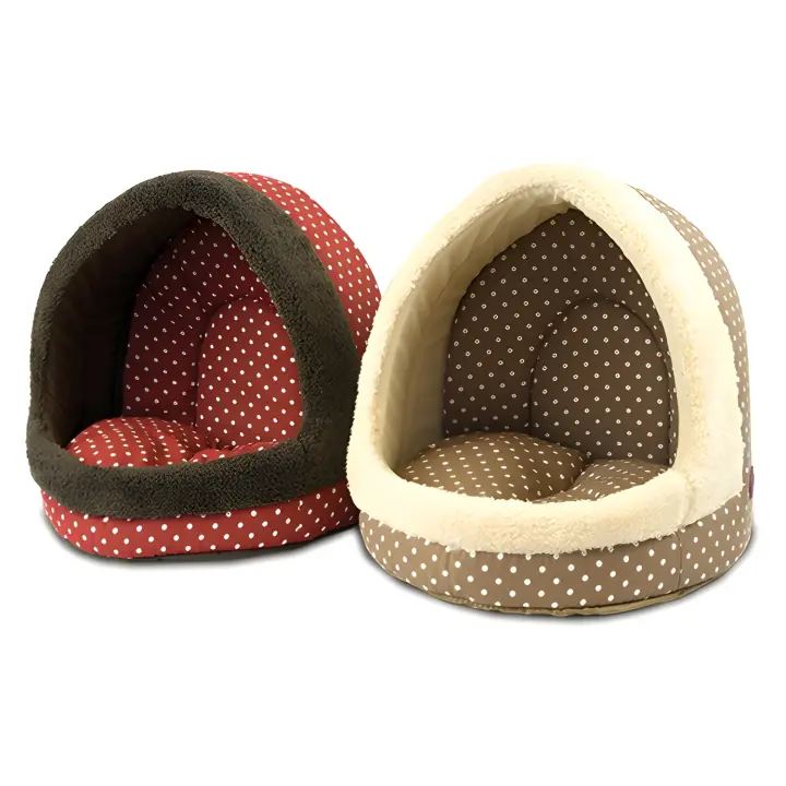 Cama Cueva para Perros y Gatos Ibañez en Tejido de Algodón y Felpa, Lavable y Antideslizante - 1