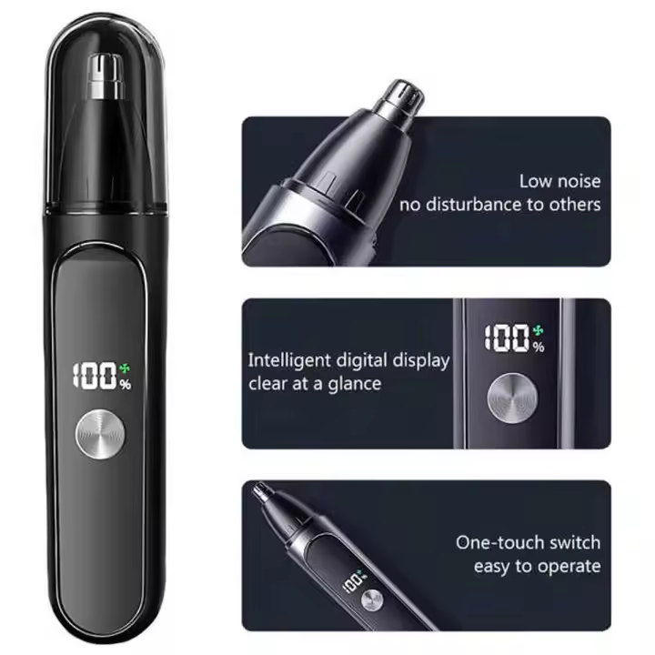 Recortador de vello nasal unisex - Profesional - Pantalla LED - Recargable tipo C - Cuchillas de doble filo - 1