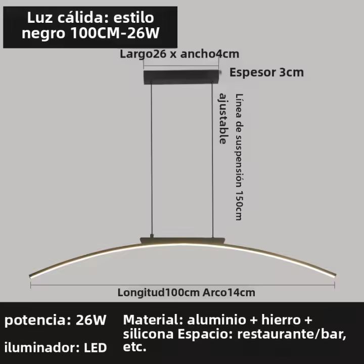 Lámpara Colgante Minimalista Ajustable En Altura LED Para Comedor Y Cocina Ahorro De Energía Para Habitación De Hotel Estilo Moderno - 1