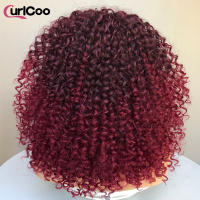Pelucas Sintéticas De Encaje Frontal CurlyCoo Para Mujeres Negras Cortas Enredadas Bob Ombre Onda Natural Peluca De Cosplay - details 10