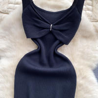 Vestido De Encaje Sin Hombros Para Mujer REALEFT Verano Elegante Sólido Ajustado Con Lazo Estilo Bodycon Para Fiesta - details 18