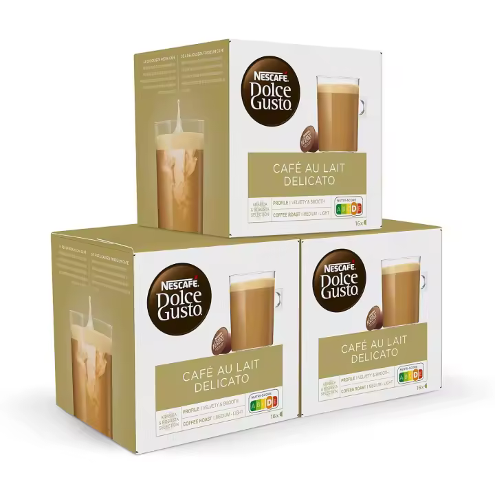 Dolce Gusto NESCAFÉ Café Con Leche Delicato - Pack 48 cápsulas (3 x 16ud) - 1