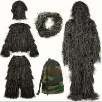 5Pcs Traje De Ghillie Para Adultos Ropa De Caza Camuflaje Indumentaria Unisex Para Caza Y Observación De Aves Material De Poliéster - details 0