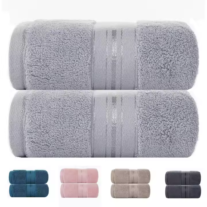 Toallas Baño Grandes 100% De Algodón - Juego De 2 Toallas De Algodón Absorbentes - 2 Toallas supersuave, Dimensiones 140x70 cm - Paquete De 2 (Gris Claro) - 1