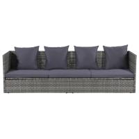 vidaXL Cama de jardín 200x60 cm ratán sintético Gris, Negro, Negro y blanco Sillas de Exterior Ideal para jardín, playa, piscina, terraza Tumbona Piscina Tumbonas Playa Tumbonas Jardín Exterior - details 0
