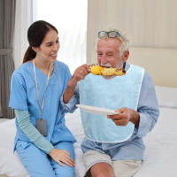4Pcs Bibs Para Adultos En Poliéster Protección Rresistente a Manchas Para Comidas Y Bebidas Ajustables Para Ancianos Azul/Ceniza - details 7