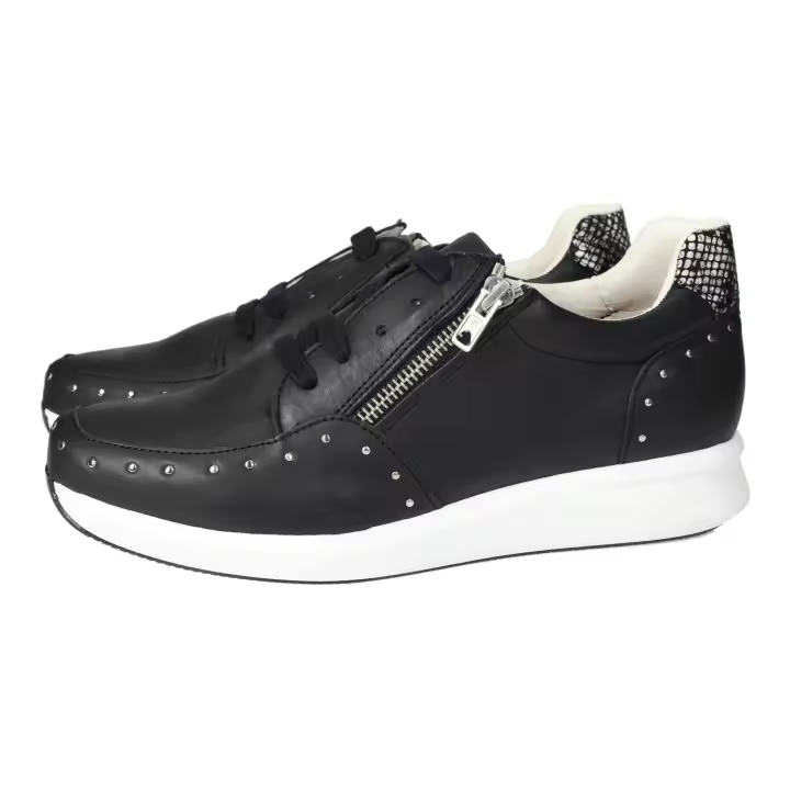 Zapatos Cordón marca VIDA para mujer en color negro. Zapatos de cordón de piel para mujer, en color negro, con cremallera lateral, hechos en España - 1