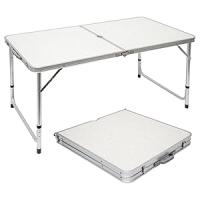 Mesa para Acampada 120x60x70cm de Aluminio Plegable portátil como si Fuera un maletín Altura Regulable para pícnic Camping Gris Claro - details 0