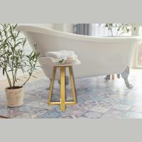 TENDANCE Taburete de baño con 4 patas Cruzadas y tapa de madera MDF - details 1