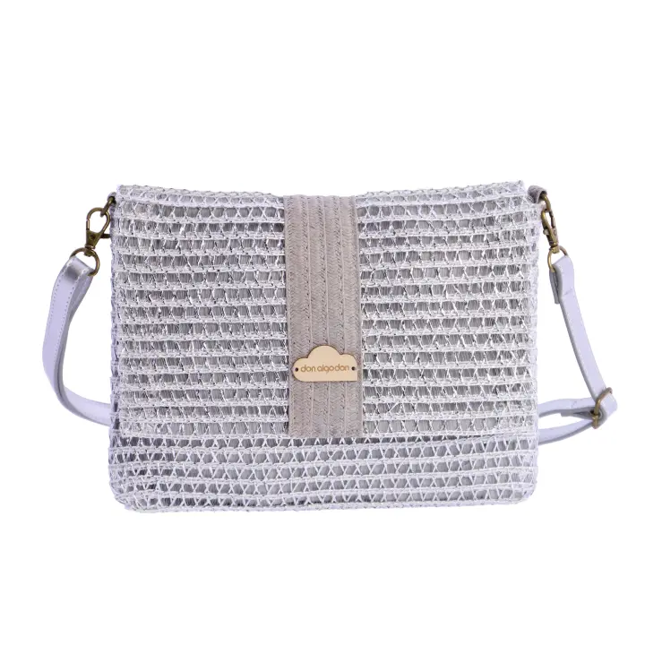 Bolso bandolera para mujer DON ALGODON Faro de rafia con cremallera - 1