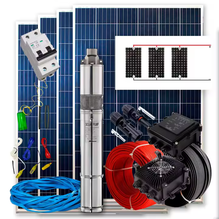 Plusenergy - Kit solar Bombeo 550w - 3/4cv Caudal max. 3200 Litros/hora Altura 54 metros - 1
