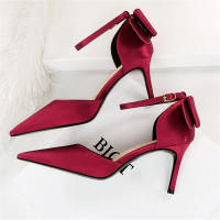 Sandalias De Satén Para Mujer Verano Con Nudo De Mariposa Bajo Tacón 8cm 10cm Alta Calidad Clásicas Bigtree Zapatos De Boda Low Heels - details 12