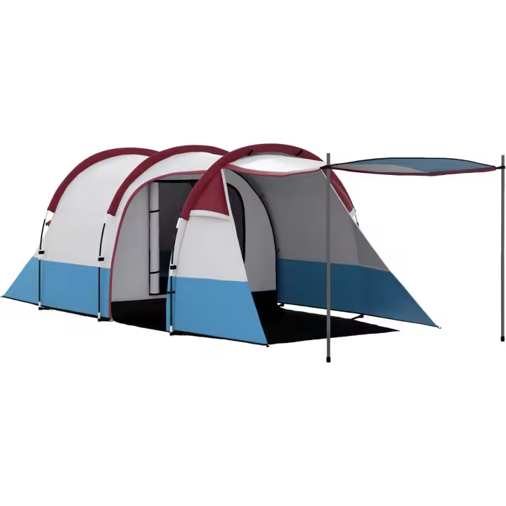 Tienda de Campaña Familiar para 2-3 Personas Tienda de Camping Plegable con 2 Habitaciones y Bolsa de Transporte Impermeable para Senderismo 420x200x150 cm Multicolor - 1