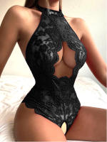 Lencería Sexy Roja Sin Costuras Para Mujer Ropa Erótica De Encaje Vestido De Banoquillo Translúcido Bodysuit Sexy Con Apretador - details 6