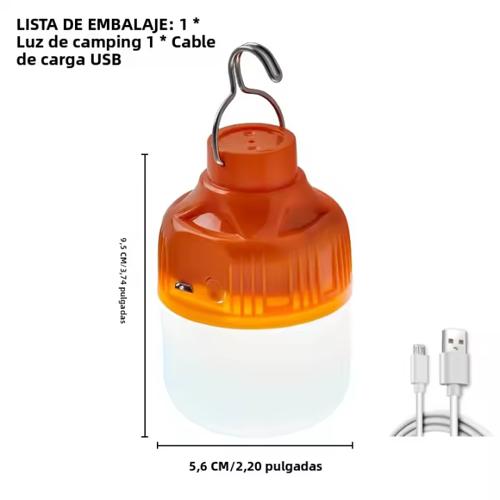 2pcs Linterna LED Recargable USB Para Camping Y BBQ Con Gancho Portátil Y Luz De Emergencia Para Tiendas De Campaña Material Plástico Fuente De Energía Batería - 1