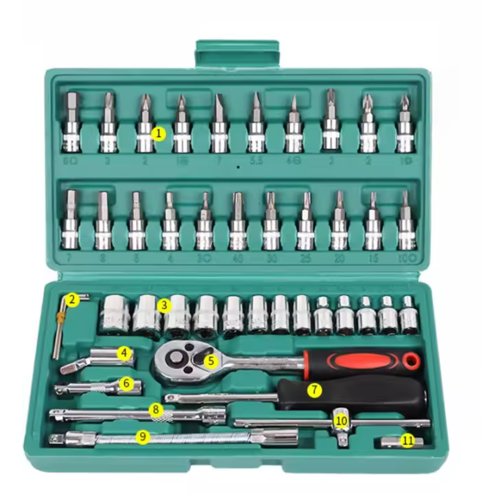 Kit De Herramientas De Reparación De Coche 46pcs Juego De Juego De Destornilladores De 1/4 Pulgada Herramienta De Torque Y Destornillador Para Auto Reparación - 1