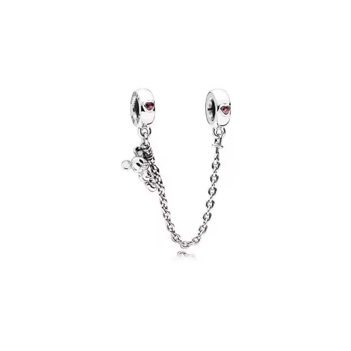 PANDORA Cadena de Seguridad Mickey Escalador Disney Palta Circonitas Cúbicas Rojas - 1