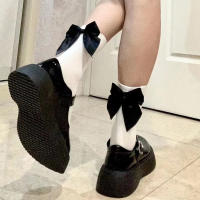 Calcetines De Mujer Estilo Harajuku Kawaii Japonés Blanco Dulce Lolita Con Lazo Calcetines Cortos De Pista Media Regalo Para Niñas - details 0