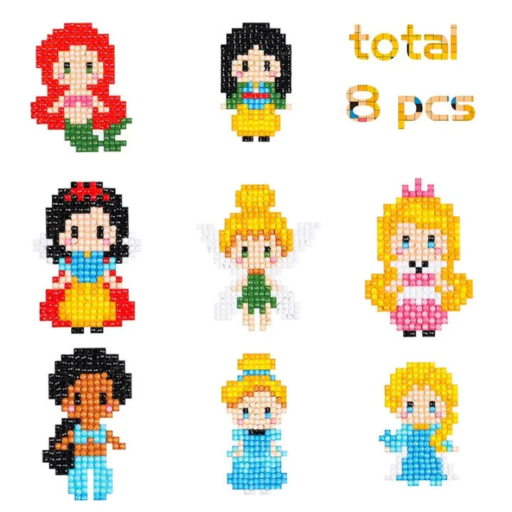 8Pcs 5D DIY Pintura De Diamantes Kit De Pegatinas De Princesa Cartoon Hechas a Mano Mosaico De Diamantes Para Manualidades - 1
