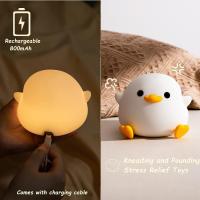 Lámpara De Noche LED De Silicona En Forma De Pato Durable Iluminación Suave Para Dormitorio Luz De Mesa Recargable Decorativa - details 3
