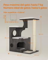 Rascador para gatos vintage de 88 cm con cueva y 3 camas, árbol de mdf con chapa de madera, poste de sisal y piel de imitación lavable - details 15