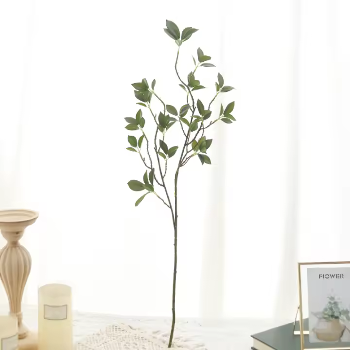  Ramas Largas De Ficus Artificiales Hojas Verdes Para Plantas Falsas Decoración De Fiesta Boda Sala De Estar Hogar Prop De Exposición - 1