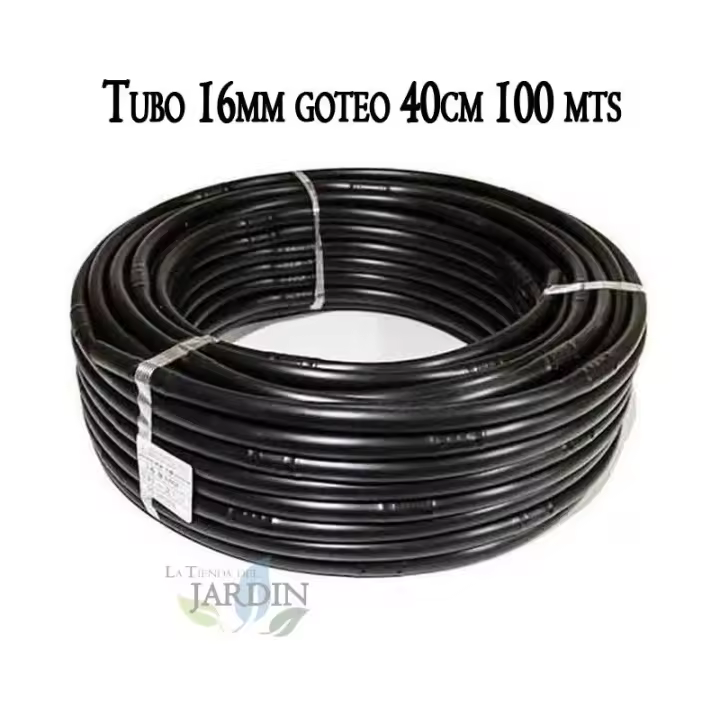 Suinga Tubería de Riego por Goteo 16mm Negra con Goteros Turbulentos Cada 40cm - 100m - 1