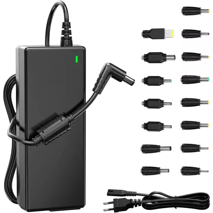 90W Caricatore Universale Notebook per PC Portatile – Compatibile con HP, ASUS, Lenovo, Dell, Acer, Toshiba, Sony, Samsung – 18.5V-20V, 4.74A Max, 15 Connettori (Senza USB-C) - 1