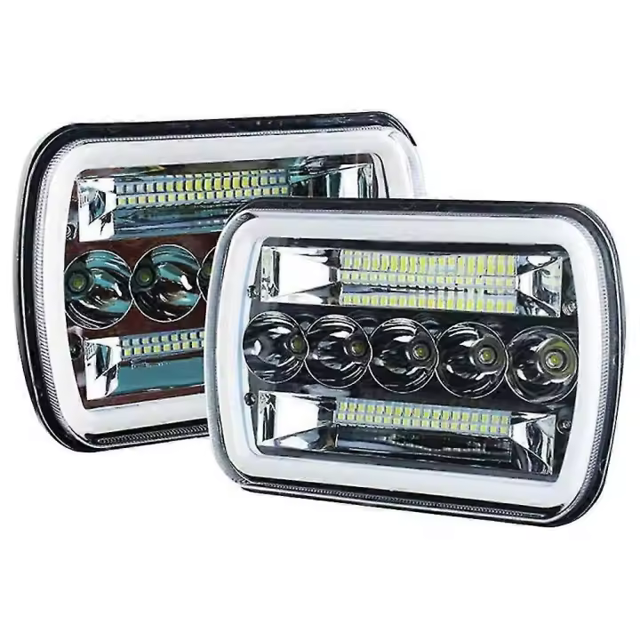 1 par 240W 5x7 pulgadas 7x6 pulgadas LED faro Hi-lo haz halo Drl para jeep cherokee Wrangler XJ YJ - 1