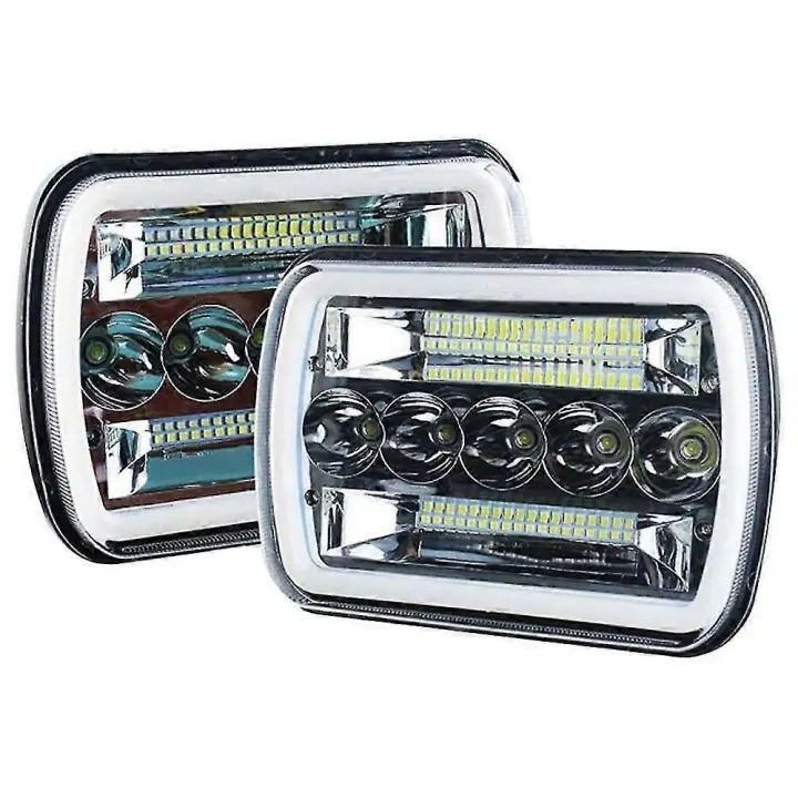 1 par 240W 5x7 pulgadas 7x6 pulgadas LED faro Hi-lo haz halo Drl para jeep cherokee Wrangler XJ YJ - 1