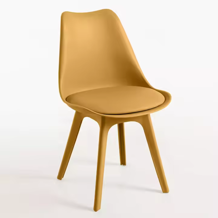 ORION91 Silla BOREAL Asiento Acolchado Piel Sintética y Patas Color Mostaza 48x43x82cm Comedor Oficina Salón Teletrabajo Cocina - SpazioLuzio - 1