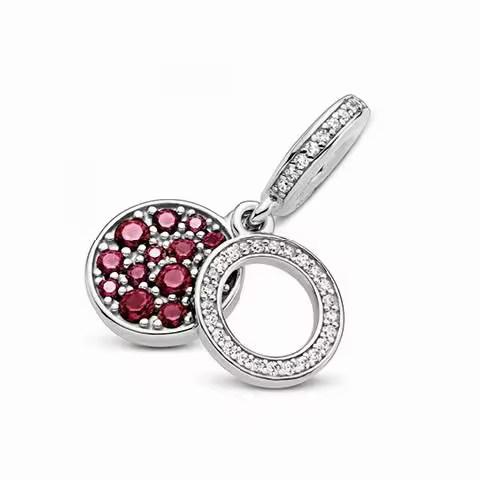 Charm Pandora colgante Doble Disco Rojo Brillante 799186C03 - 1