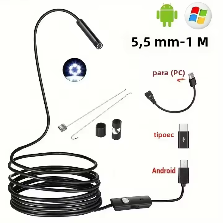 Cámara HD Mini Endoscopia Impermeable IP67 Para Teléfono Android Inspección De Tubos Industrial Auto Herramienta De Detección De Fallas - 1