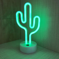 Lámpara De Mesa LED En Forma De Cactus Con Luz Neón Para Fiesta Cumpleaños Decoración De Hogar Y Camping Potenciada Por Batería Y USB - details 1