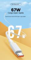 Cable De Carga Rápida Tipo C 6A 67W USB Para Xiaomi Redmi POCO X6 Huawei Honor OPPO Realme Cable De Datos Turbo Carga Mi Super Rápido Color Blanco - details 0